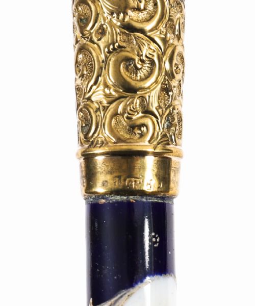 ANTIQUE FRENCH GOLD PLATED SEVRES PORCELAIN WALKING SWORD STICK 19THC 85CM34 - ADDITIONAL PHOTO 18