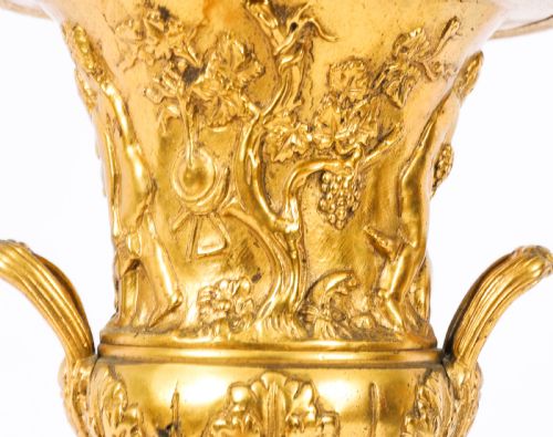 ANTIQUE PAIR FRENCH GRAND TOUR GILT BRONZE MATBLE URNS 19TH C - ADDITIONAL PHOTO 8