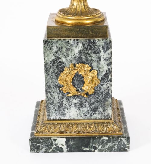 ANTIQUE PAIR FRENCH GRAND TOUR GILT BRONZE MATBLE URNS 19TH C - ADDITIONAL PHOTO 10