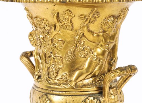 ANTIQUE PAIR FRENCH GRAND TOUR GILT BRONZE MATBLE URNS 19TH C - ADDITIONAL PHOTO 15