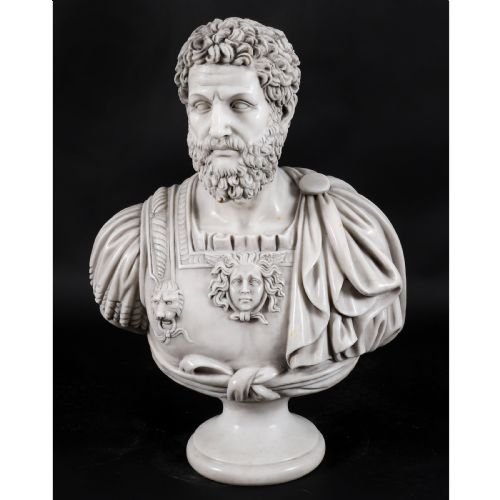 ANTIQUE PAIR MARBLE BUSTS OF EMPERORS LUCIUS VERUS ANTONINUS PIUS 20TH C - ADDITIONAL PHOTO 9