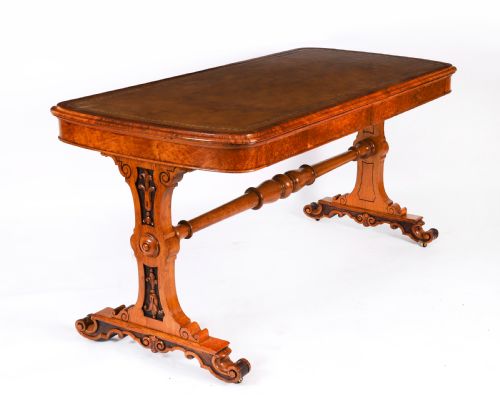 Antique Victorian Pollard Oak Writing Table Desk Manner of Gillows 19th C
