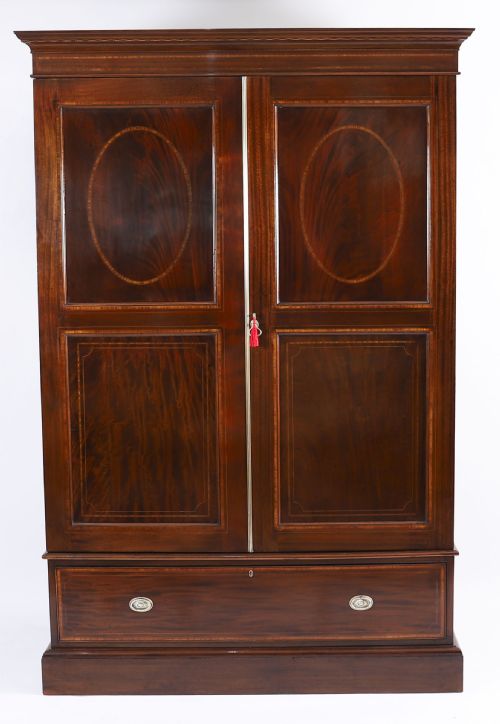 Antique English George Iiii Revial Flame Mahogany Wardrobe C1880 19th C