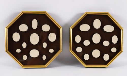 Antique Pair of Italian Octagonal Framed Grand Tour Intaglios Early 19th Century