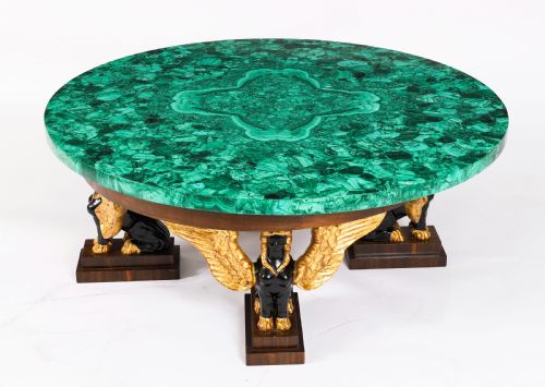 Antique Malachite and Walnut Patinated Ebonised Giltwood Coffee Table 20th C
