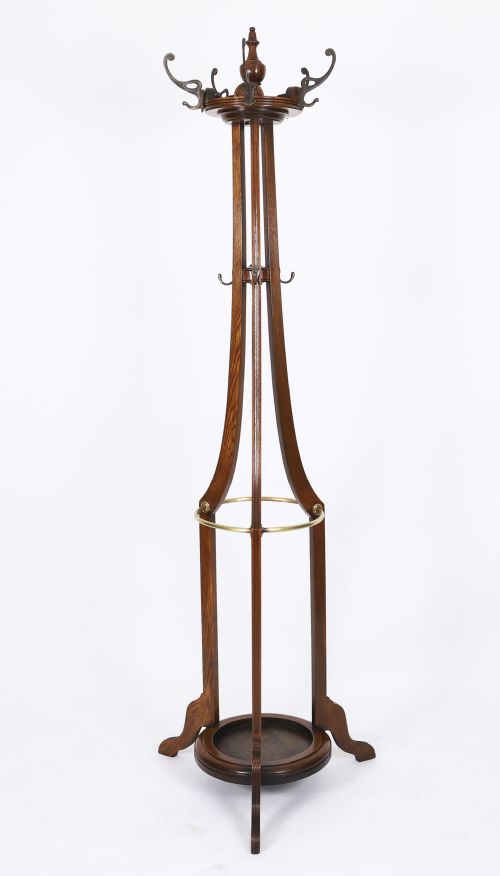 Antique Victorian Oak Hall Umbrella Coat Stand 19th Century