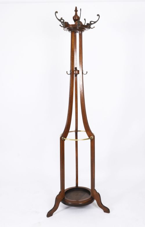 fig 1. Antique Victorian Oak Hall Umbrella Coat Stand 19th Century