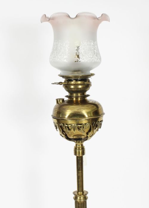 fig 4. Antique Edwardian Ormolu Gilt Bronze Floor Standing Oil Lamp 19th C