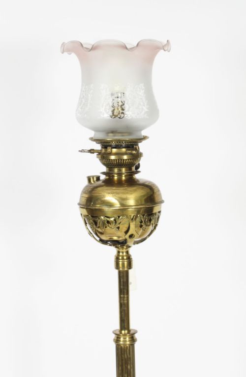 fig 5. Antique Edwardian Ormolu Gilt Bronze Floor Standing Oil Lamp 19th C