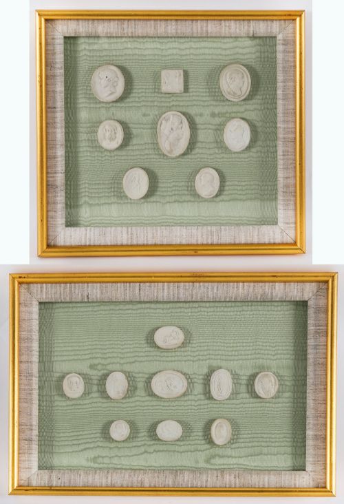 Antique Pair Framed Grand Tour Plaster Intaglios 19th C