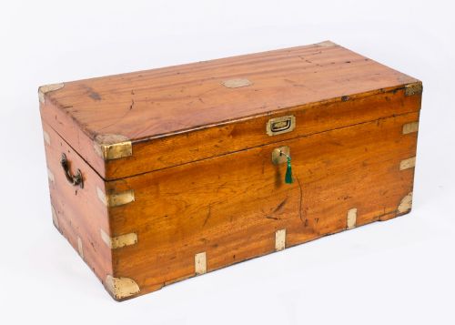 Antique Military Campaign Camphorwood Trunk Coffer C1840 19th C