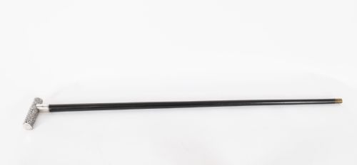 Antique Chinese Silver Walking Stick Cane with Prunus Blossom Handle C1870