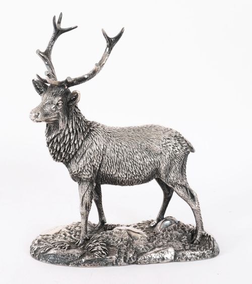 Antique Sterling Silver Stag Animalier Sculpture Tom Mackie 20th C