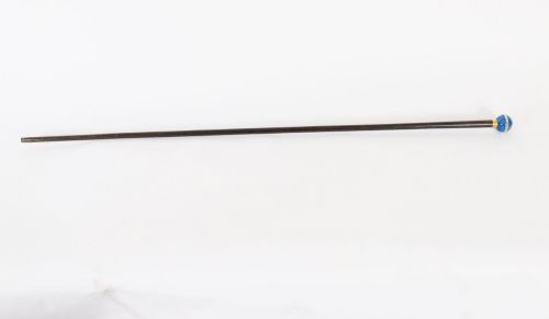 fig 1. An Edwardian walking cane featuring a spherical lapis lazuli pommel accented with a faceted crystal band and a ribbed gold collar on a dark hardwood shaft.