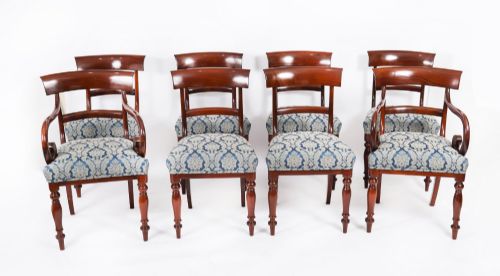 Antique Set of 8 William IV English Barback Dining Chairs Circa 1830 19th C