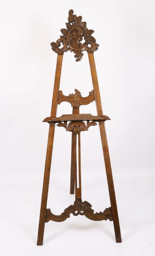 Antique Rococo Revival Walnut Chevalet Artists Easel Circa 1880 19th C