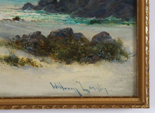 fig 4. Antique Oil Painting William Langley (English 1852-1922) Beach Scene 19th C