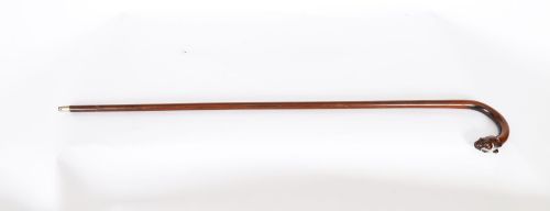 Antique French Boxer Dogs Head Walking Cane Stick 19th Century 91cm/36"