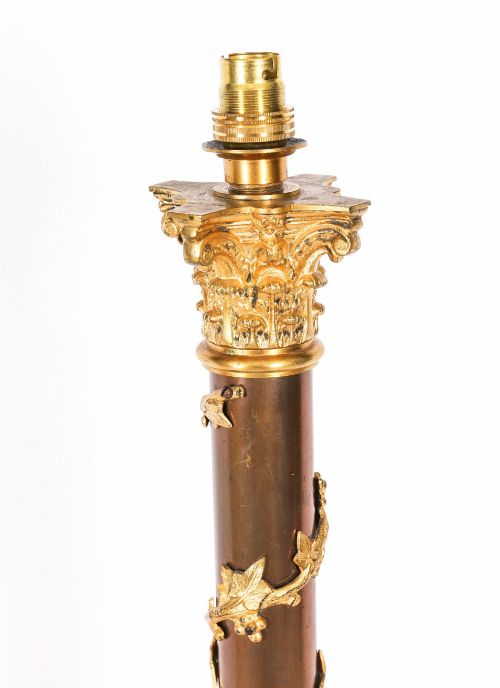 fig 2. Antique Victorian Corinthian Column OrmoluTable Lamp 19th C