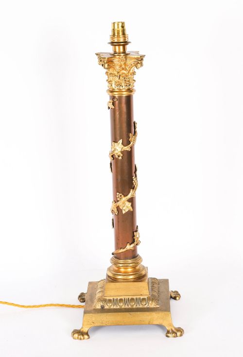 fig 3. Antique Victorian Corinthian Column OrmoluTable Lamp 19th C