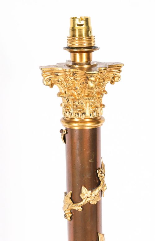 fig 5. Antique Victorian Corinthian Column OrmoluTable Lamp 19th C