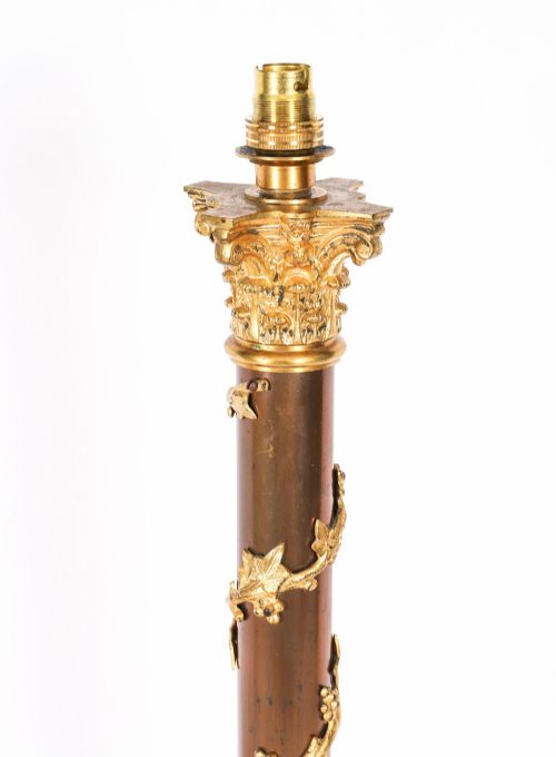 fig 7. Antique Victorian Corinthian Column OrmoluTable Lamp 19th C