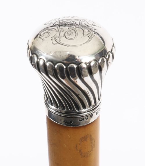 Antique Sterling Silver Walking Cane Stick Thomas Johnson 1892 & Briggs 96cm/38"