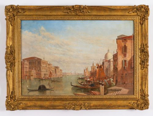 Antique Oil Painting of the Grand Canal Venice Alfred Pollentine  19th C