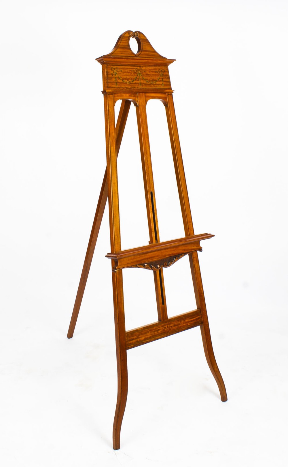 Antique Edwardian Satinwood Hand Paintes Artists Easel Circa 1900