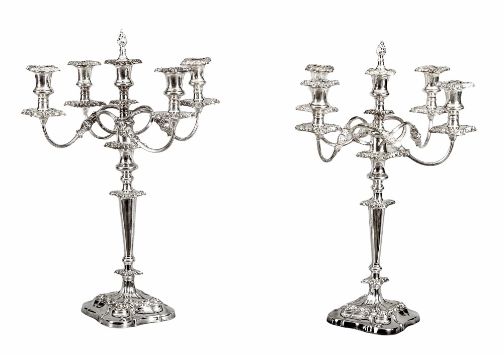 Antique Pair Five Light Candelabra by Mappin & Webb 19th C