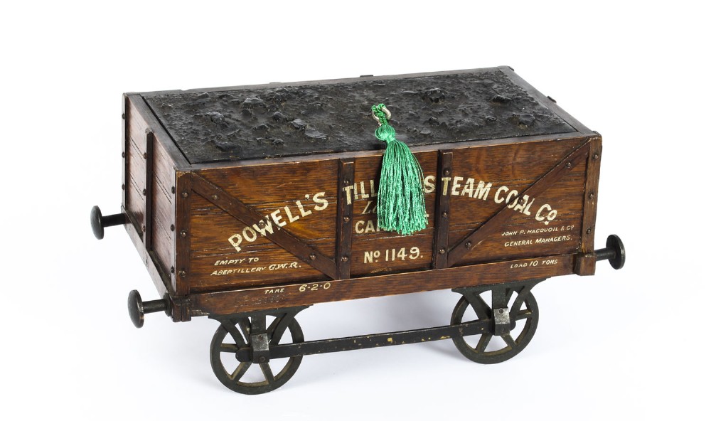 Antique Coal Wagon Oak Humidor Railway Interest 19th Century