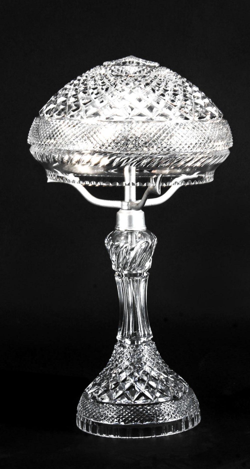 Antique Edwardian Crystal Cut Glass Table Lamp Circa 1900
