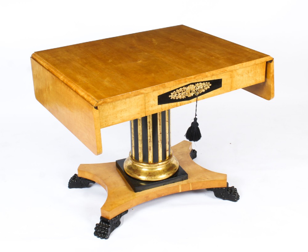 Antique Biedermeier Swedish Birch Ormolu Mounted Sofa Table C1820 19th Century
