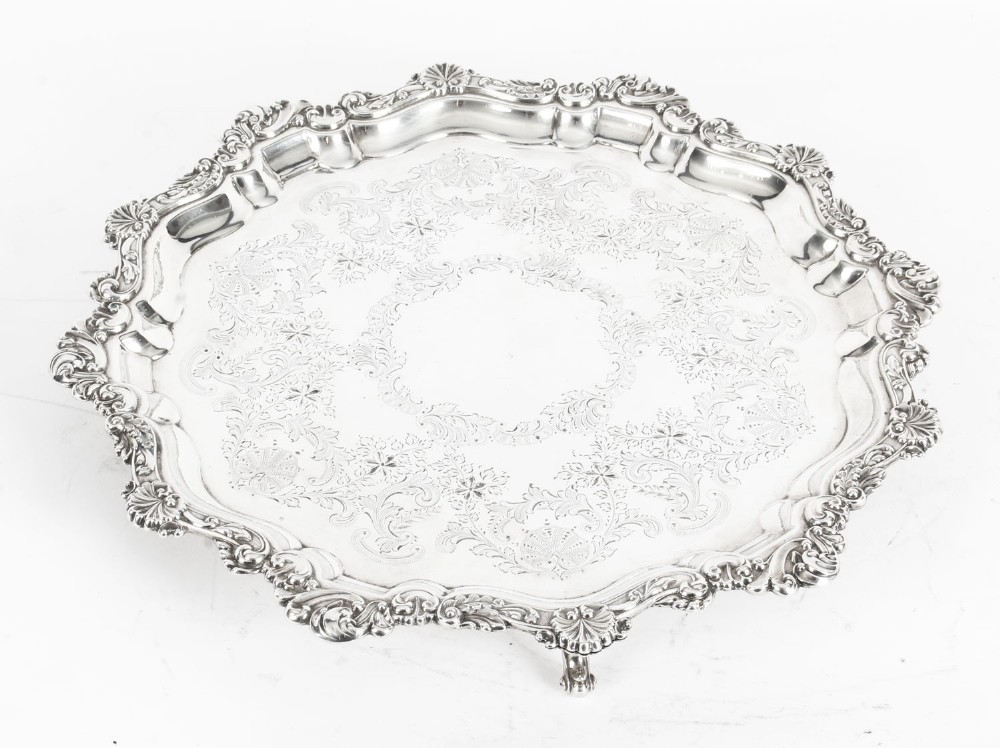 Antique Silver Plated Salver by Fenton Bros C1870 19th Century
