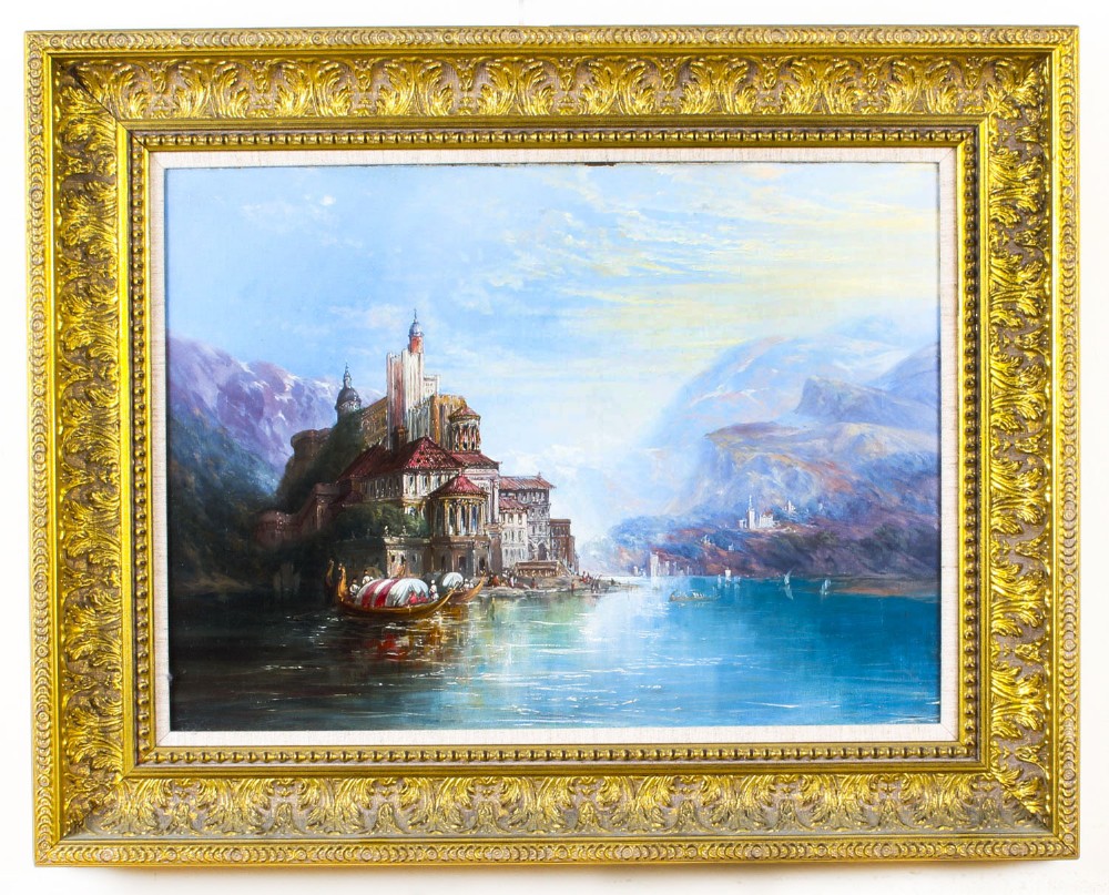 Antique Oil on Canvas Landscape Painting follower of Alfred Pollentine 19th Cent
