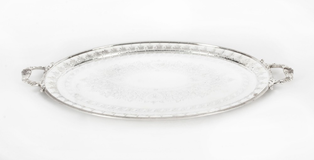Antique Victorian Neo Classical Oval Silver Plated Tray William Hutton 19th C
