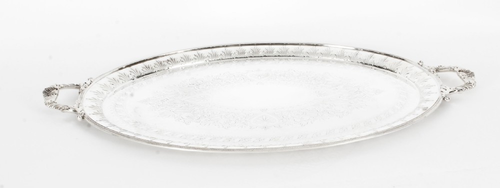 Antique Victorian Neo Classical Oval Silver Plated Tray William Hutton 19th C
 View II