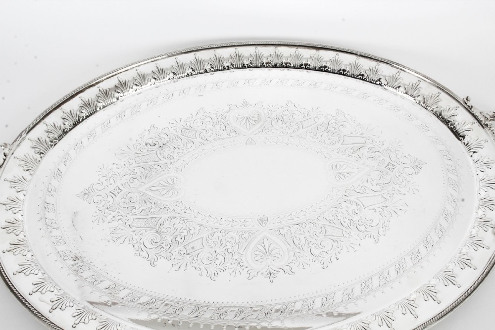 Antique Victorian Neo Classical Oval Silver Plated Tray William Hutton 19th C
 View III