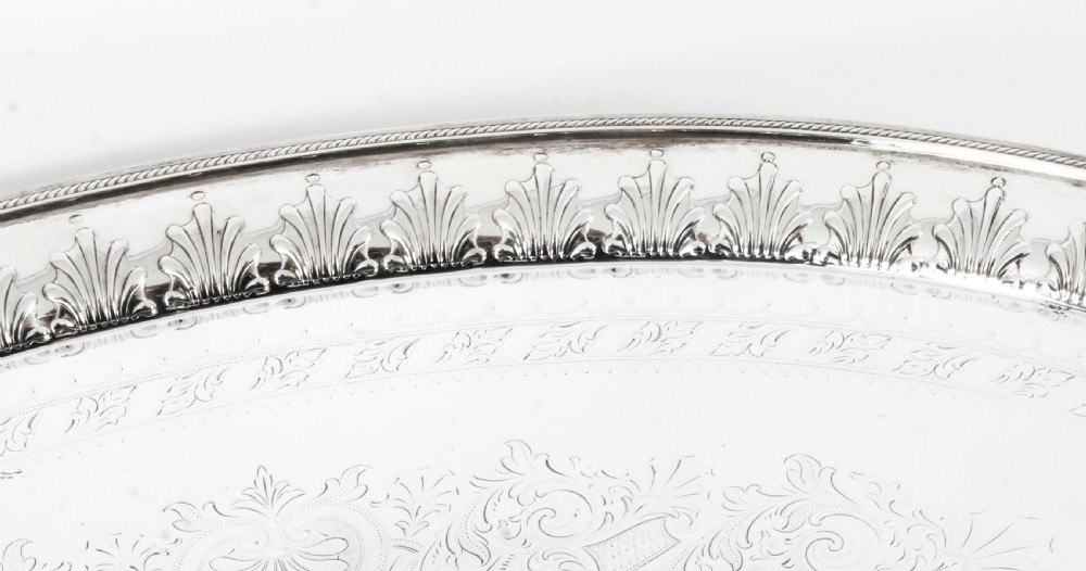 Antique Victorian Neo Classical Oval Silver Plated Tray William Hutton 19th C
 View IV