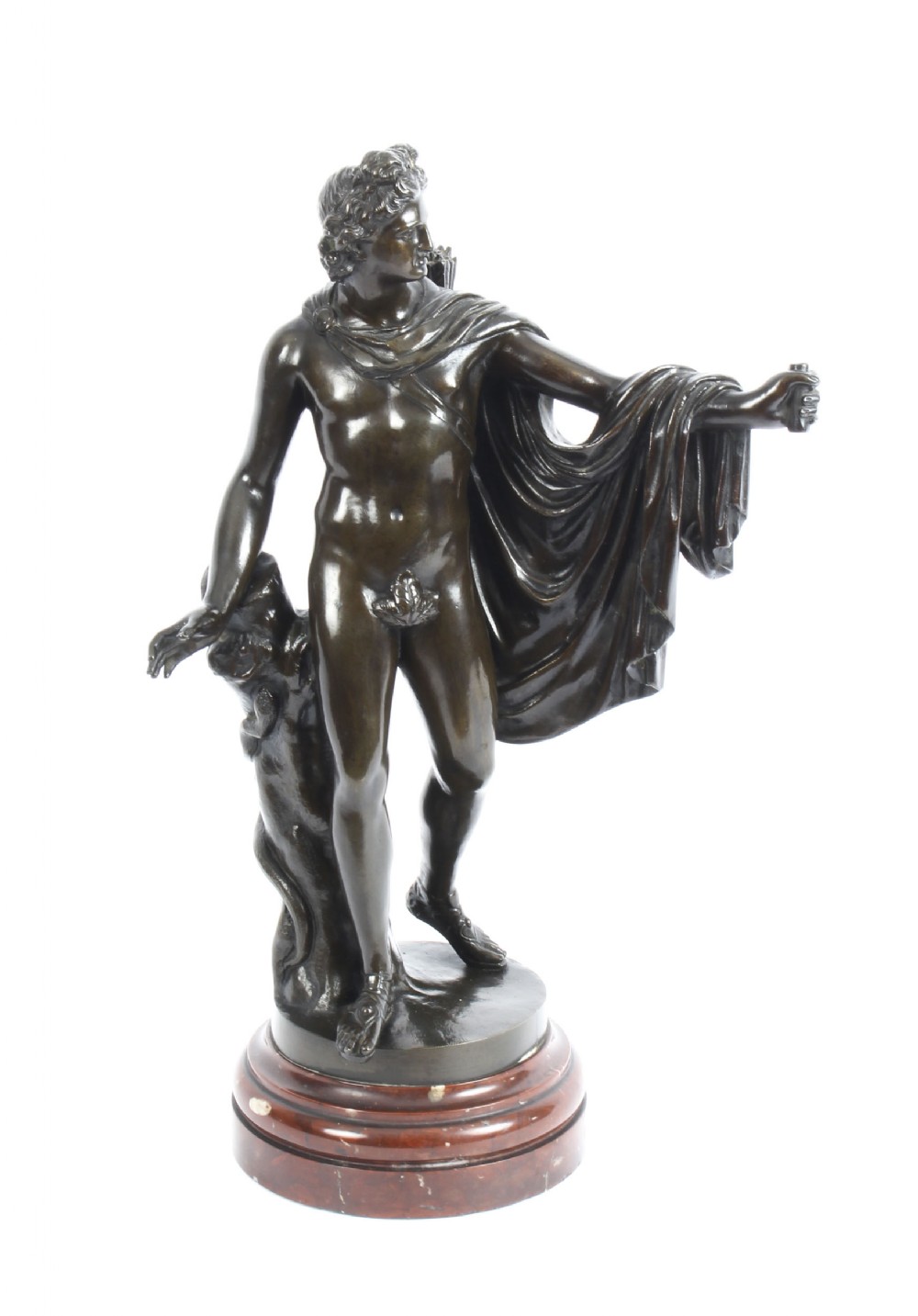 Antique Victorian Bronze Sculpture of Greek God Apollo 19th Century
