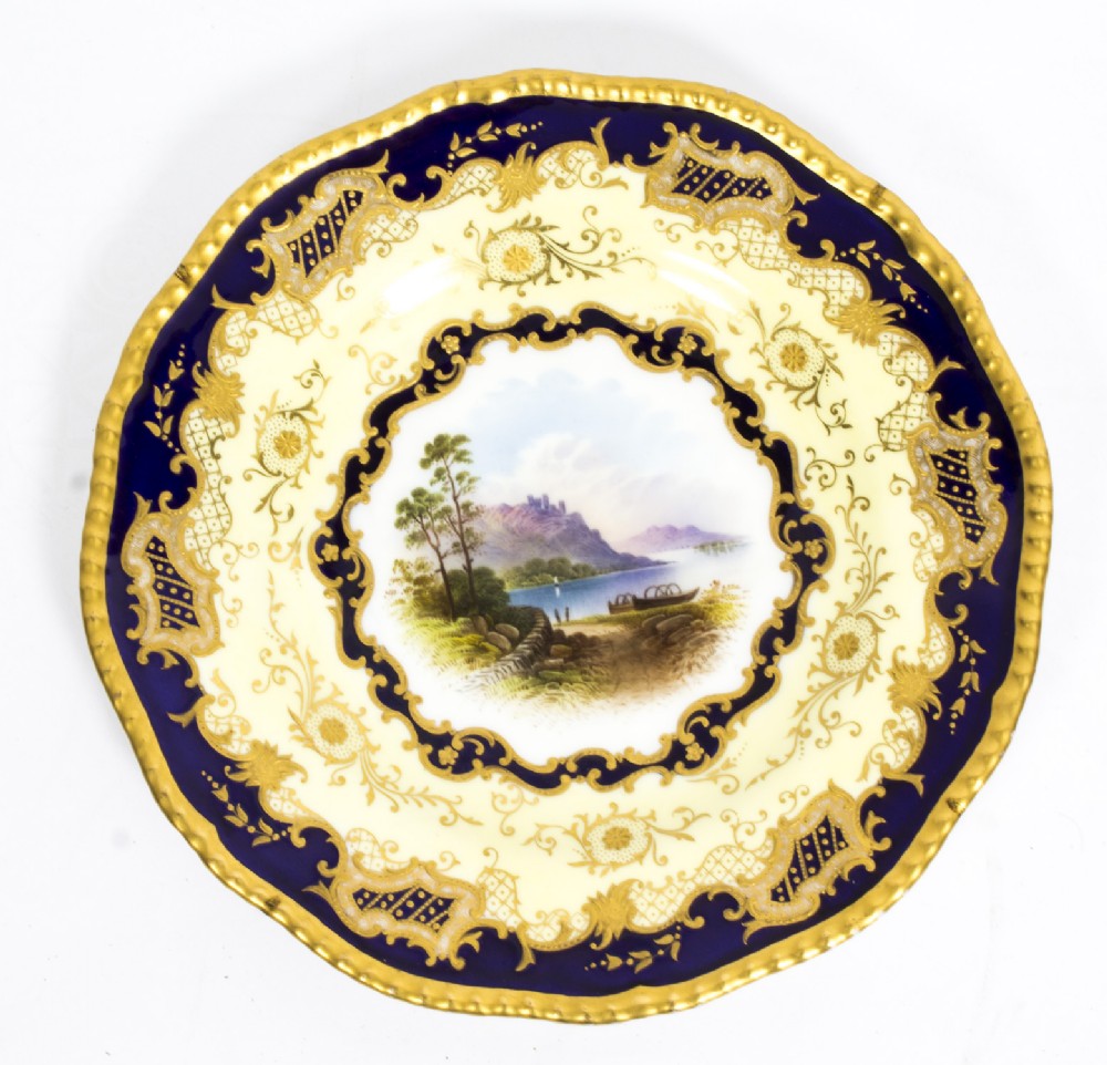 Antique Coalport Porcelain Plate Lake Menteith 1891 Kilchurn Castle
