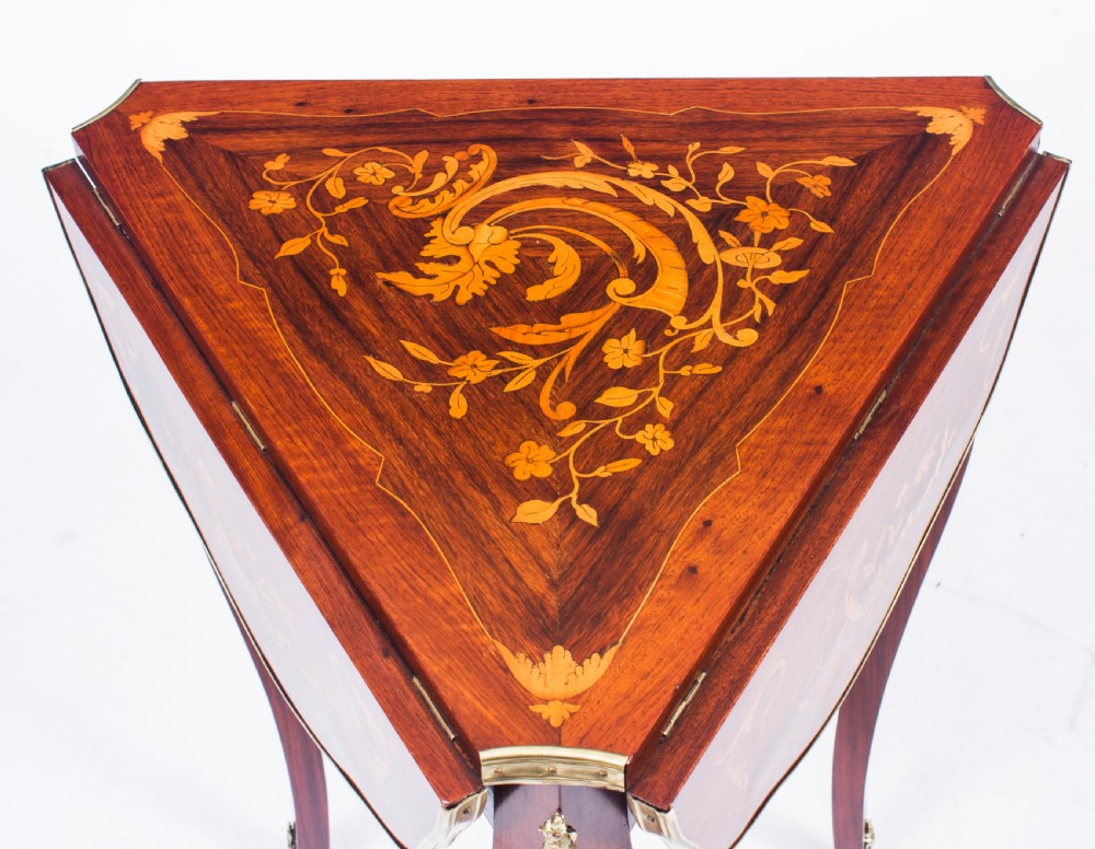 Antique Louis Revival Marquetry Triform Occasional Table C1870
 View IV