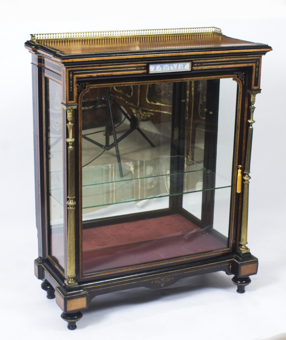 Antique Victorian Amboyna & Ebonised Pier Cabinet 19th C
