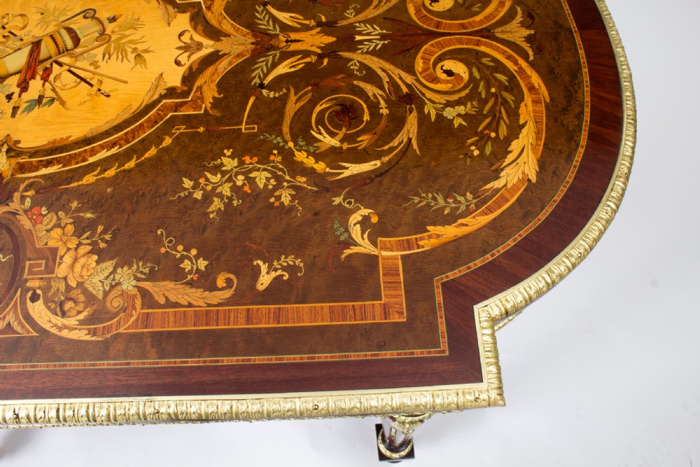 Antique French Ormolu Mounted Marquetry Bureau Plat c.1860
 View IX