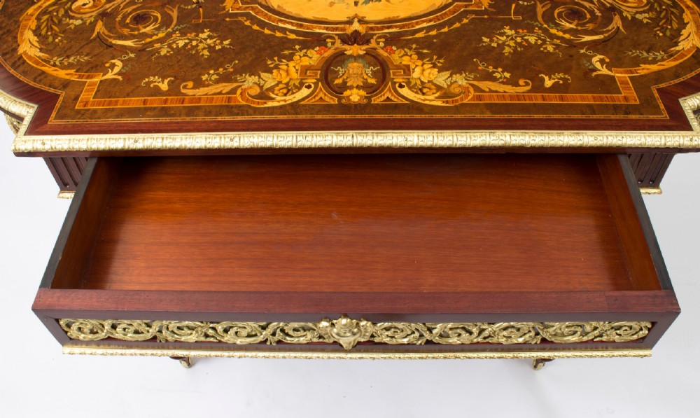 Antique French Ormolu Mounted Marquetry Bureau Plat c.1860
 View XIX