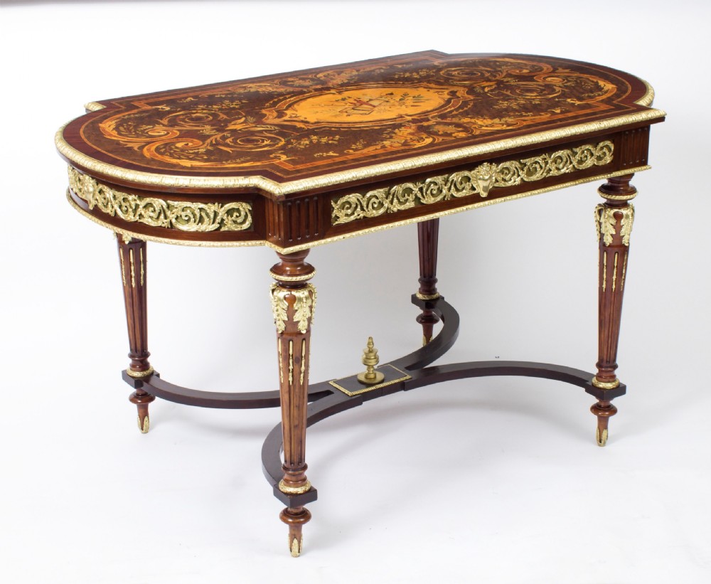 Antique French Ormolu Mounted Marquetry Bureau Plat c.1860
 View XXIII