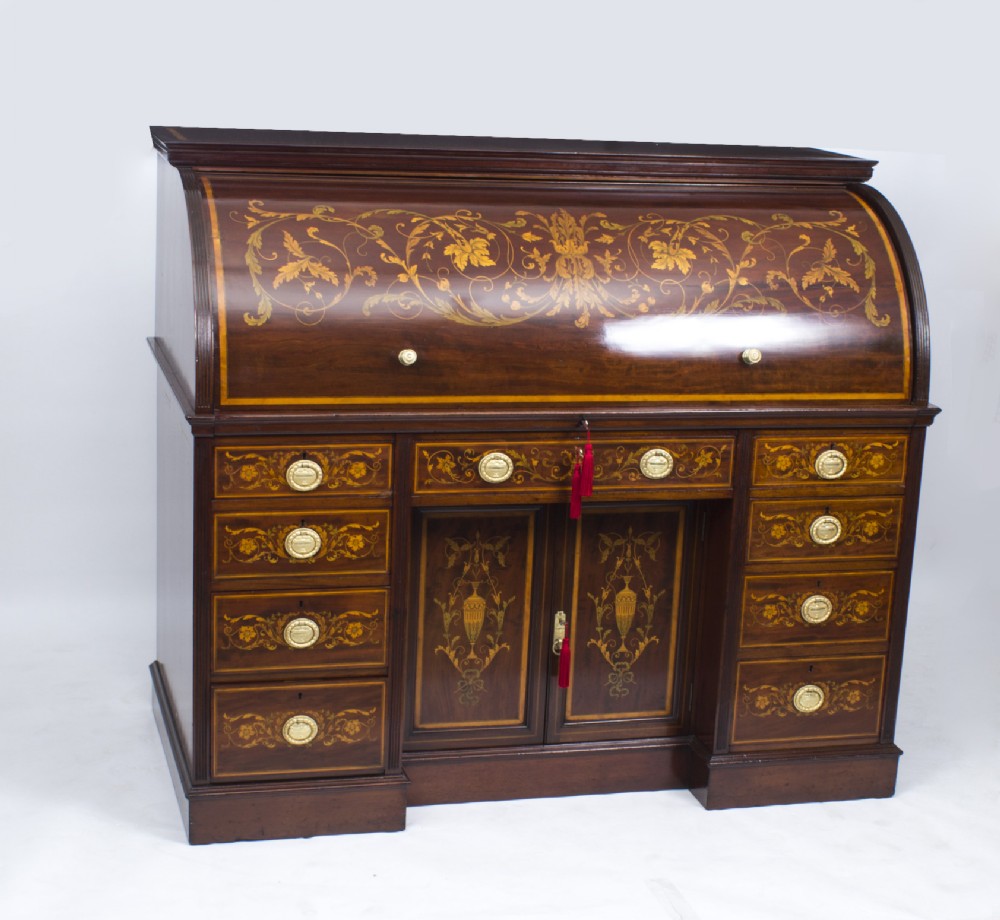 Antique Victorian Cylinder Bureau by Edwards & Roberts
