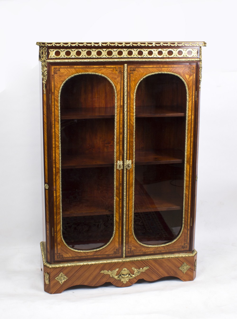 Antique Victorian Burr Walnut Low Display Cabinet C1860
