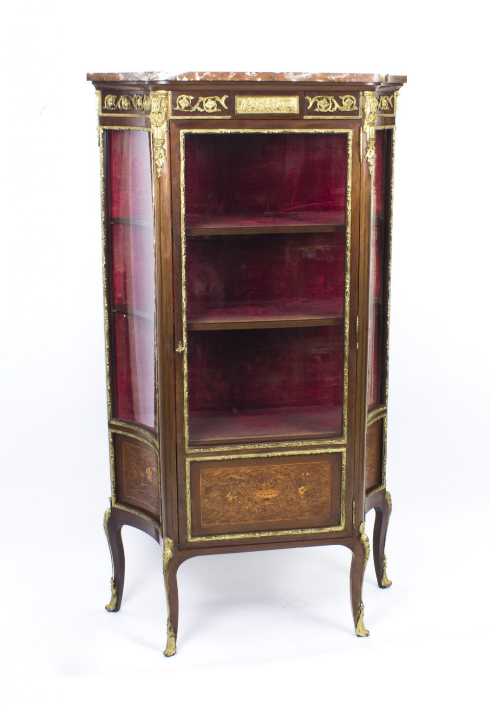 Antique French Louis Revival Parquetry Display Cabinet 1870
