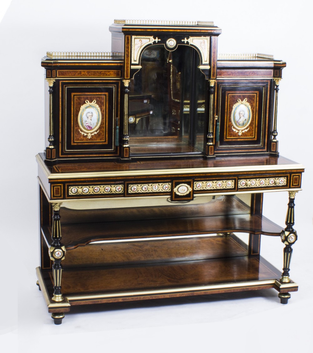 Antique Victorian Amboyna Inlaid Bonheur Du Jour c.1860
